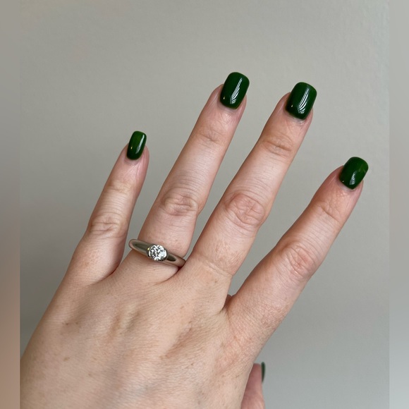 Birks Platinum Diamond Engagement Ring with Sapphire - Picture 2 of 6